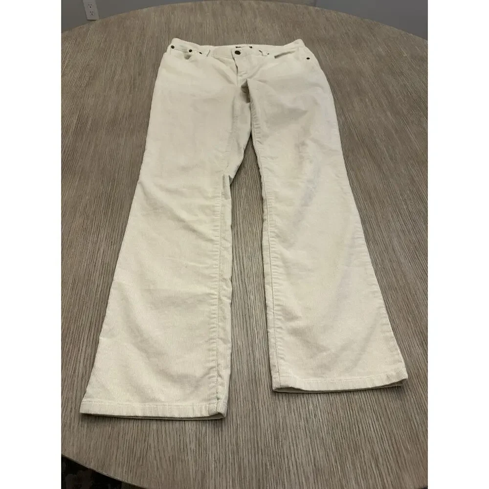Lauren Jeans Co Ralph Lauren Cream Corduroy Pants Women's Sz 8 Bootcut Academia - Picture 1 of 11